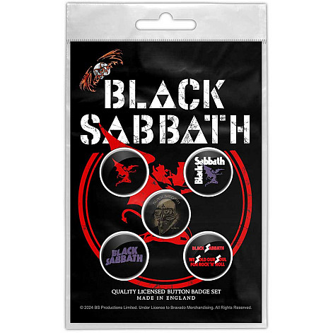 Black Sabbath sada 5-ti placok průměr 25 mm, Red Devil