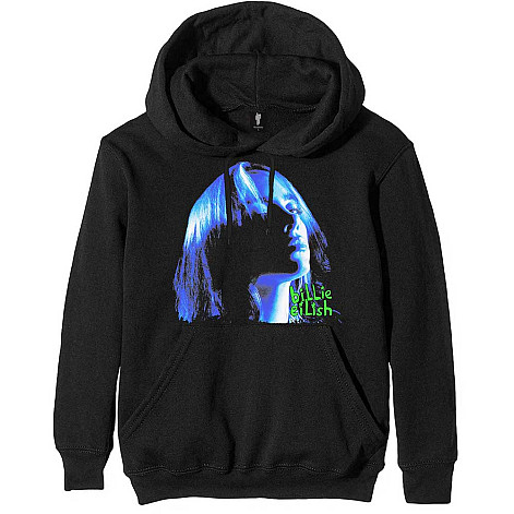 Billie Eilish mikina, Neon Shadow Blue Hoodie Black, pánska