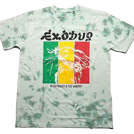 Bob Marley tričko, Rasta Colours Dye Wash Green, pánske