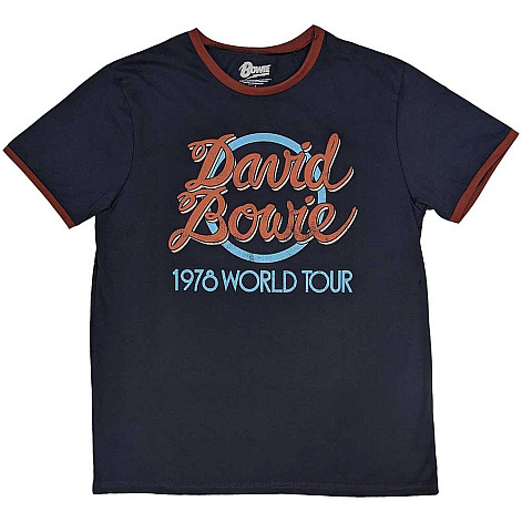 David Bowie tričko, 1978 World Tour Ringer Navy Blue, pánske