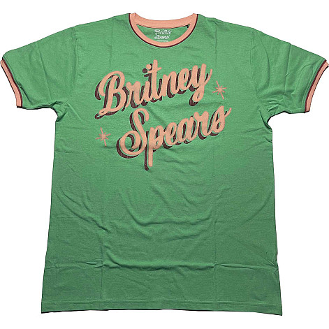 Britney Spears tričko, Retro Text Ringer Green, pánske