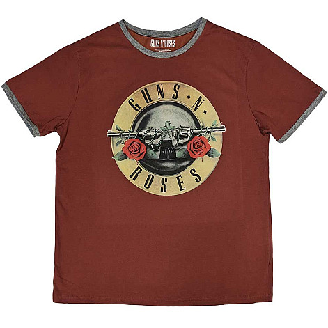 Guns N Roses tričko, Classic Logo Ringer Red, pánske