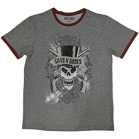 Guns N Roses tričko, Faded Skull Ringer Grey, pánske