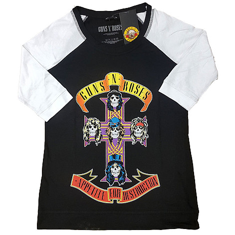 Guns N Roses tričko, Appetite For Destruction Raglan Black&White, dámske