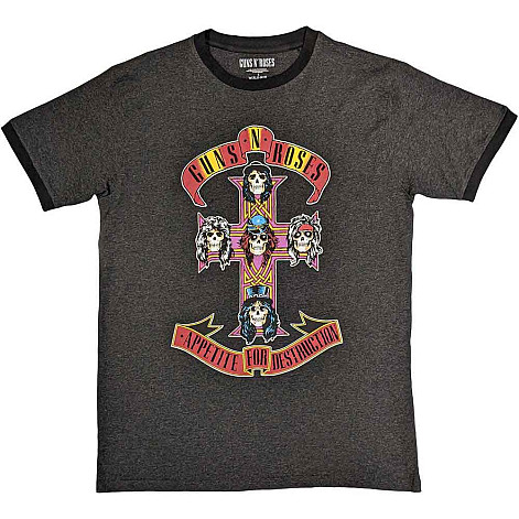 Guns N Roses tričko, Appetite for Destruction Ringer Grey, pánske