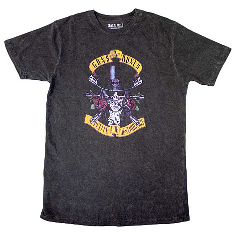 Guns N Roses tričko, Appetite Washed Dip-Dye Black, pánske