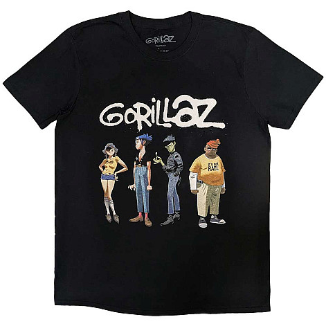Gorillaz tričko, Spray Logo Group Black, pánske