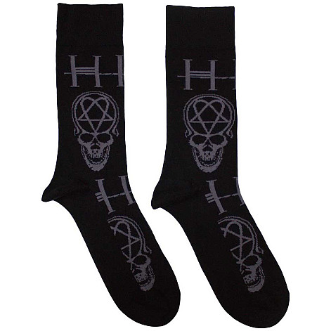 HIM ponožky, Heartagram Skull Black, unisex - velikost 7 až 11 (40 až 45)