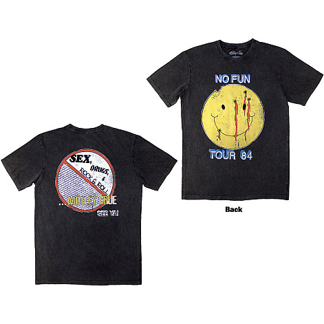 Motley Crue tričko, No Fun Tour '84 Stone Wash BP Charcoal Grey, pánske