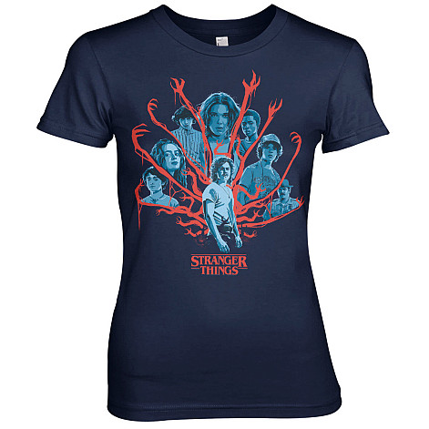 Stranger Things tričko, Stranger Things Characters Girly Navy, dámske