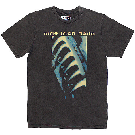 Nine Inch Nails tričko, PHM & Text Logo Stone Wash Charcoal Grey, pánske