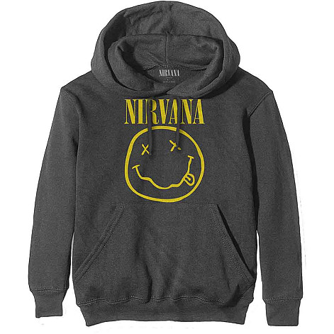 Nirvana mikina, Yellow Happy Face Charcoal Grey, pánska