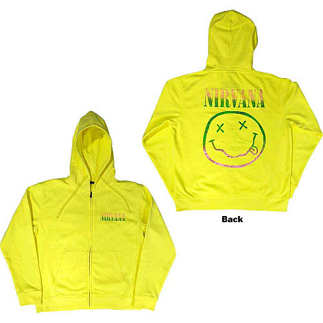 Nirvana mikina, Sorbet Ray Happy Face Zipped BP Neon Yellow, pánska