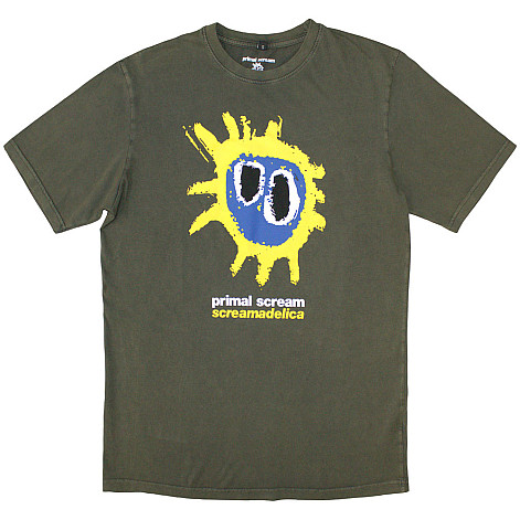 Primal Scream tričko, Screamadelica Stone Wash Green, pánske