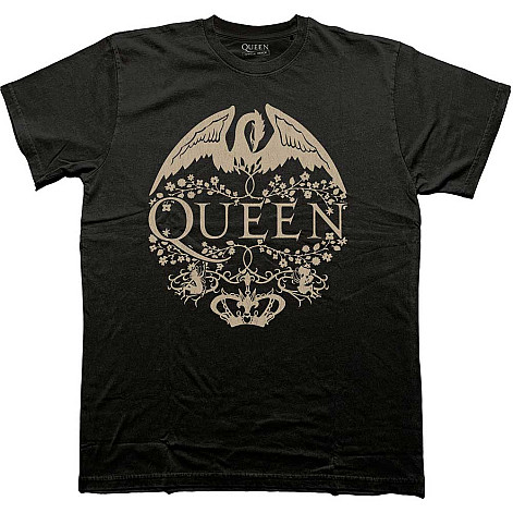 Queen tričko, Floral Crest Mono Black, pánske