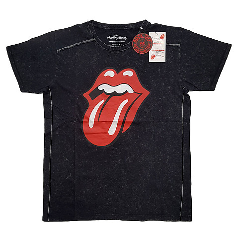 Rolling Stones tričko, Classic Tongue Snow Washed Black, pánske