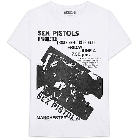 Sex Pistols tričko, Manchester Flyer White, pánske