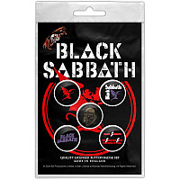 Black Sabbath sada 5-ti placok průměr 25 mm, Red Devil