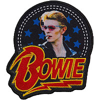 David Bowie tkaná nášivka/nažehlovačka PES 100x75 mm, Smoking Woven Logo