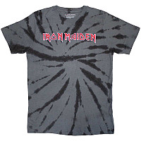 Iron Maiden tričko, Logo Dip Dye Wash Charcoal Grey, pánske