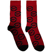 KISS ponožky, Buzzsaw Logo Pattern Red, unisex - velikost 6 až 11 (39 - 45)