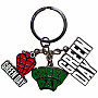 Green Day kovová kľúčenka 25mm x 25mm x 30mm 3 charms, Logo Charms